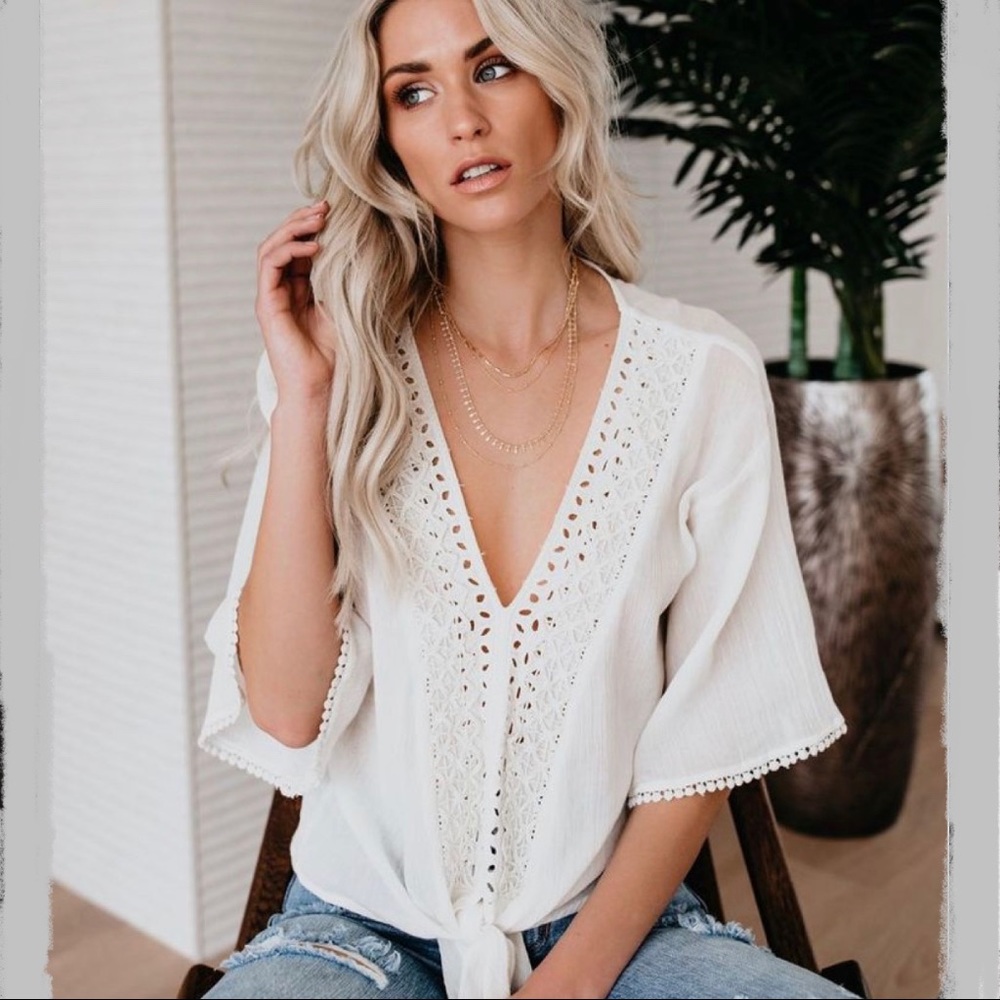 NWT Euphoria Cotton Eyelet Tie Top from Vici